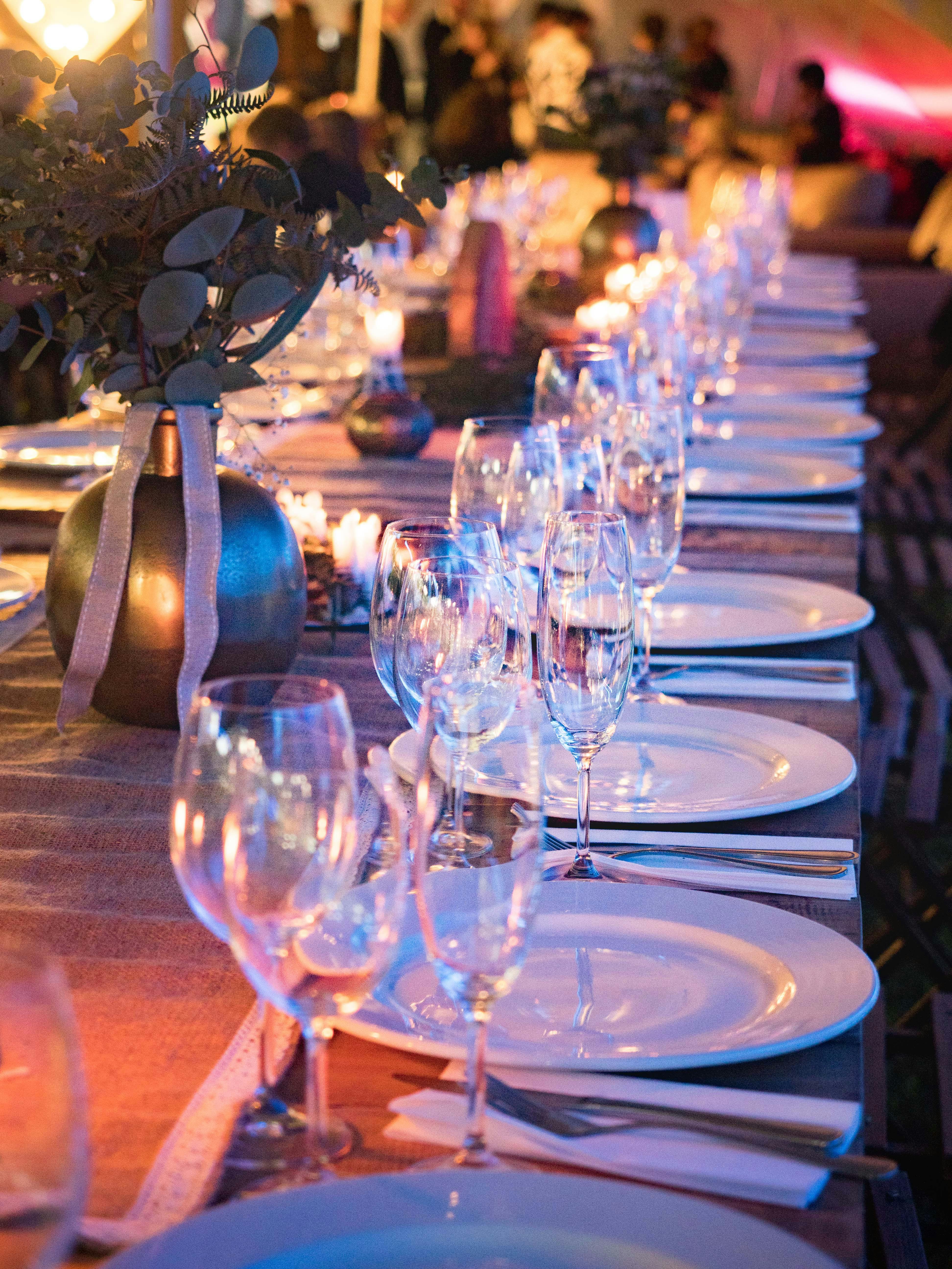 Candlelit table setting